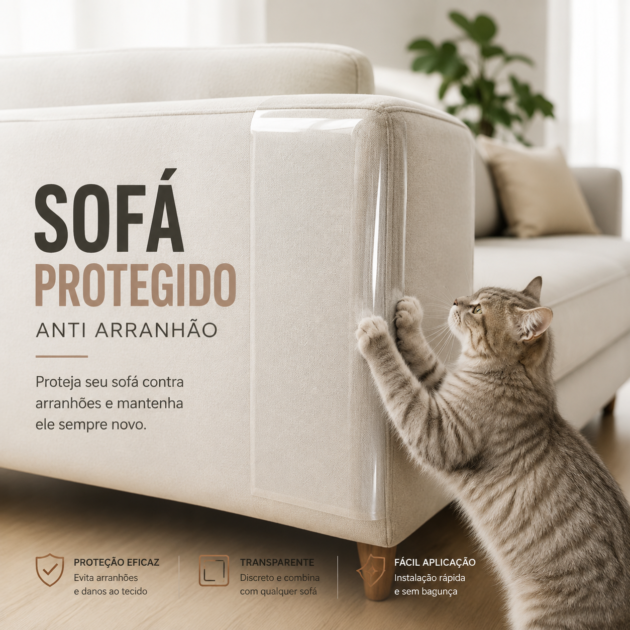Película Protetora de Sofá Anti Arranhão Transparente