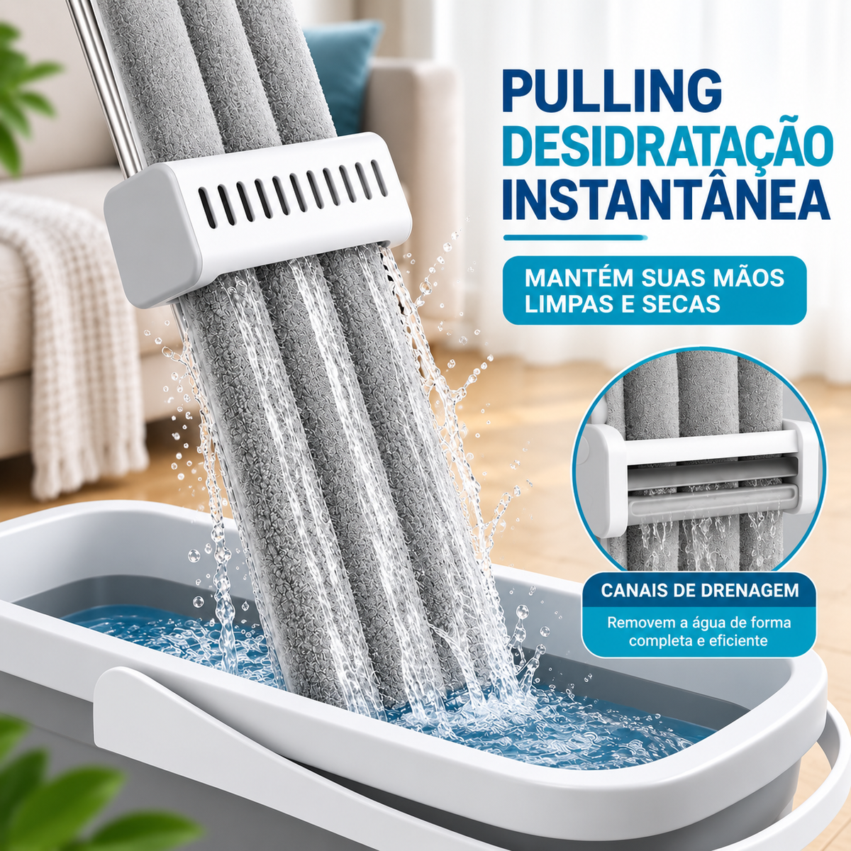 Mop de Limpeza 360° ProtegeLar™ | Kit Completo 9 Peças