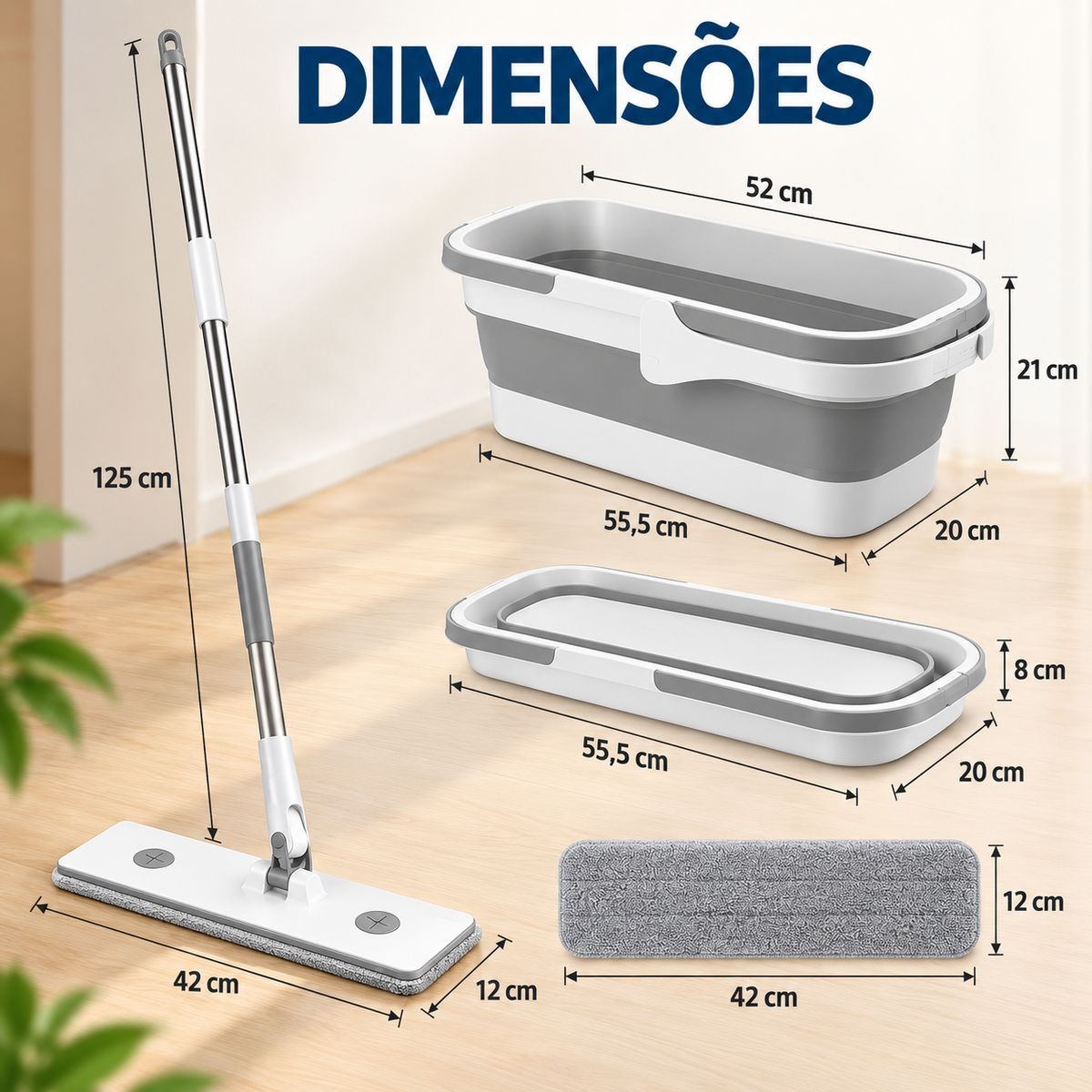 Mop de Limpeza 360° ProtegeLar™ | Kit Completo 9 Peças