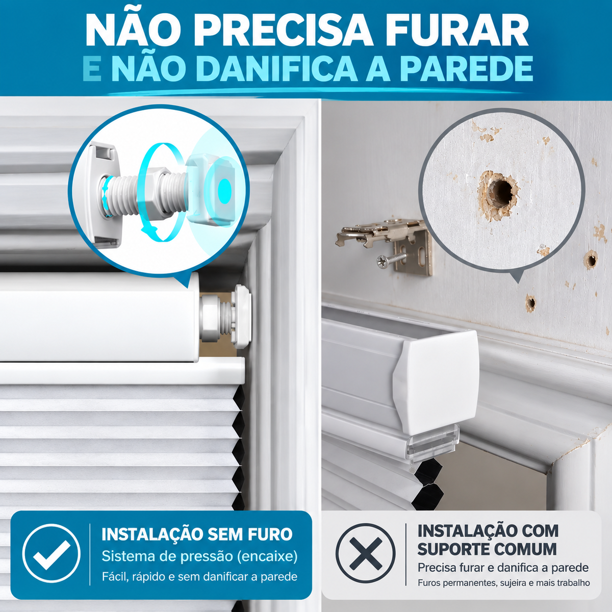 Persiana Blackout Ajustável Sem Furos ProtegeLar™