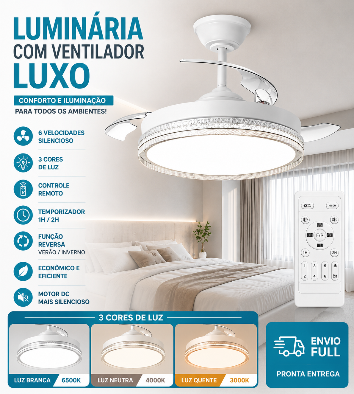Luminária com Ventilador Luxo LumiAir™