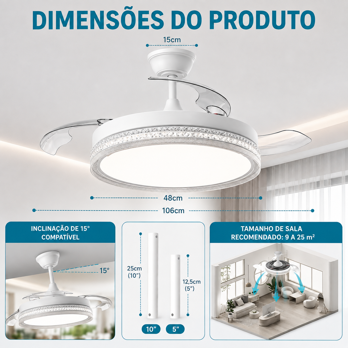 Luminária com Ventilador Luxo LumiAir™