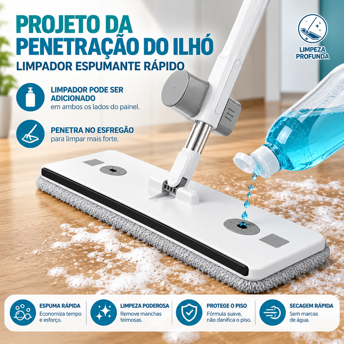 Mop de Limpeza 360° ProtegeLar™ | Kit Completo 9 Peças